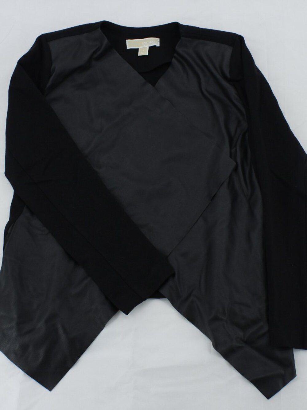 Michael Kors Women's Black‎ Cardigan Sweater – Asymmetrical Mixed-Media Design